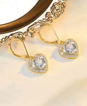 Elegant CZ Heart Dangle Earrings