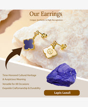 Four-Leaf Clover Charm Stud Earrings