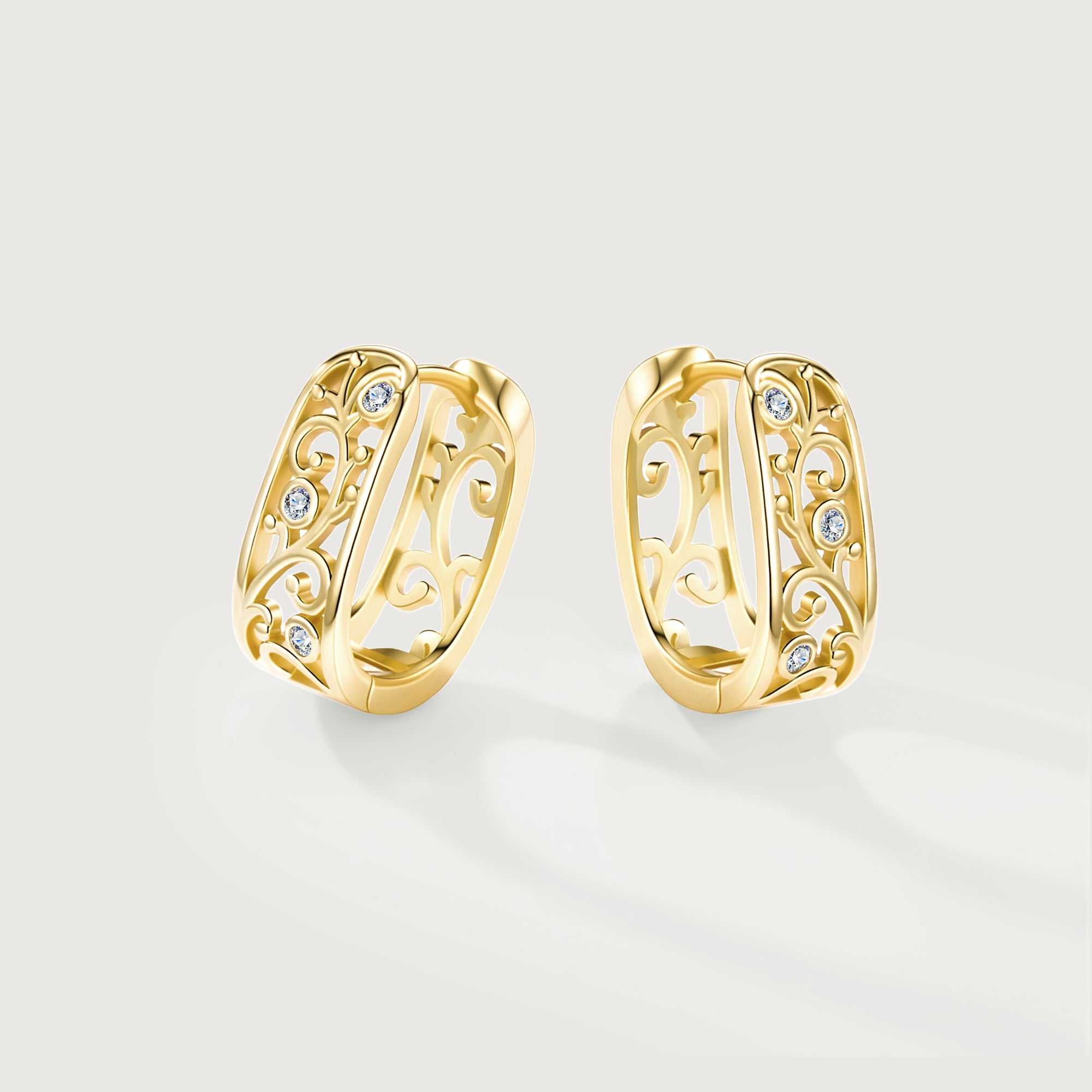 Linework U-Shaped Scroll Huggie Hoop Earrings