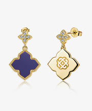 Four-Leaf Clover Charm Stud Earrings