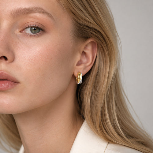 Flowline Two-Tone Sculpted Hoop Earrings