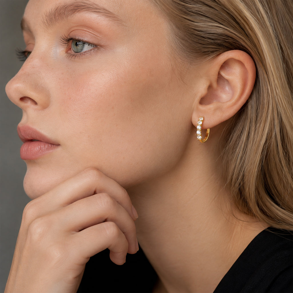 5-Stone Moissanite Huggie Hoop Earrings