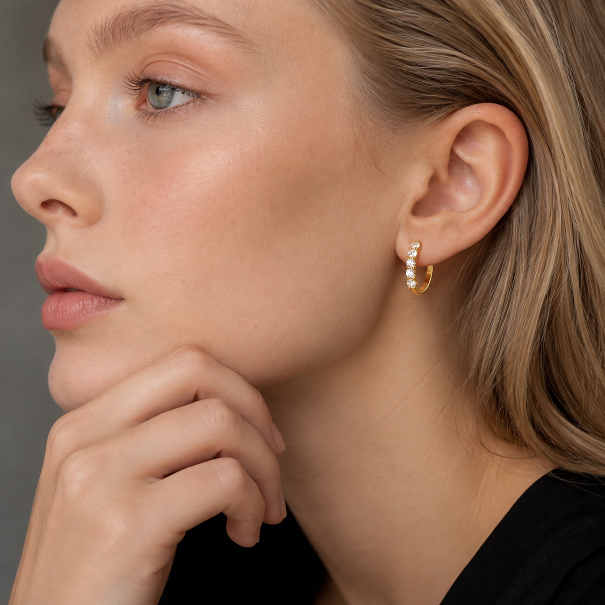 5-Stone Moissanite Huggie Hoop Earrings