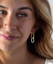 Two Tone Drop Link Hoop Earring