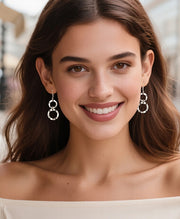 Double Open Circle Drop Earrings
