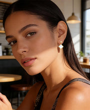 Four-Leaf Clover Charm Stud Earrings