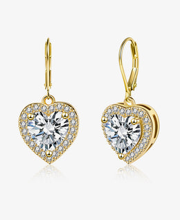 CZ Heart Dangle Earrings