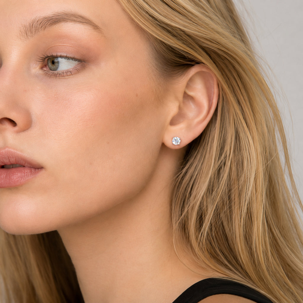 Moissanite Sterling Silver Stud Earrings