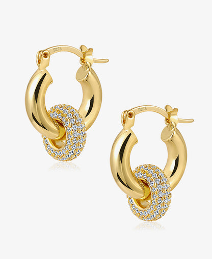 CZ Chunky Huggie Drop Earrings