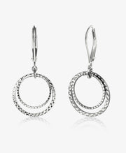 Double Circle Textured Drop Earrings