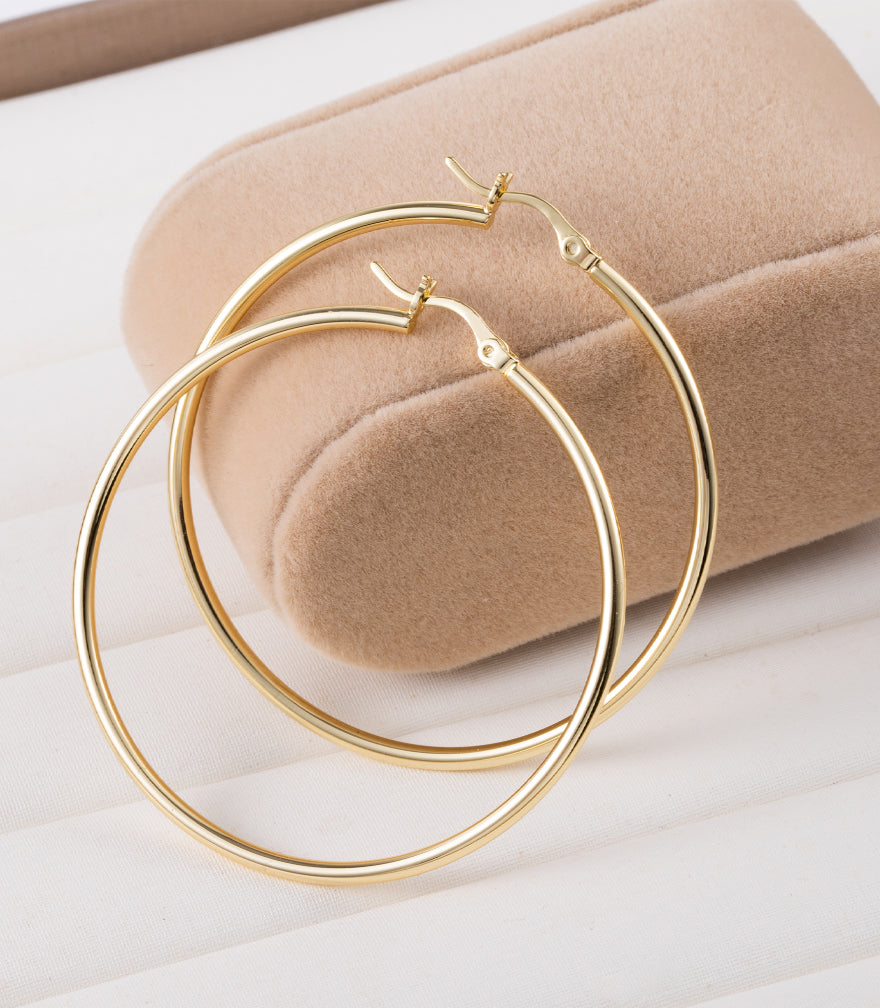 Thick Hollow Tube Hoops Earrings