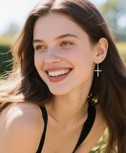 Pavé Cross Drop Earrings