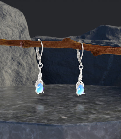 Long Blue Teardrop Drop Earrings