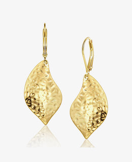 Hammered Leaf Drop Earrings