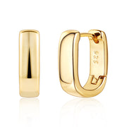 Alexcraft Chunky Huggie Earrings for Women 14K Gold Plated Small Square Trendy Hypoallergenic Sterling Silver Chunky Geometric Minimalist Hoops for Women Gift for Mom