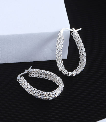 Chain Mesh Woven Hoop Earrings