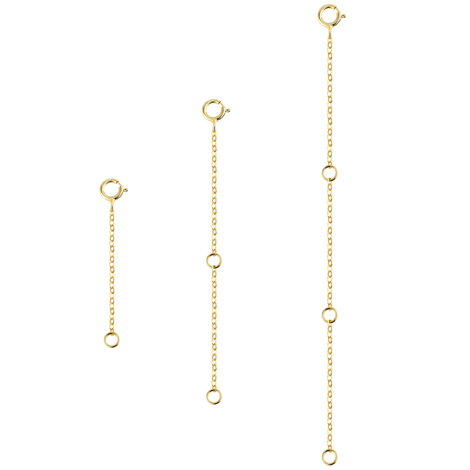 Gold Plated Flat Cross Chain Necklace Extender Set - 2, 4 & 6 Inch