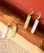 Square Hammered Bar Drop Earrings