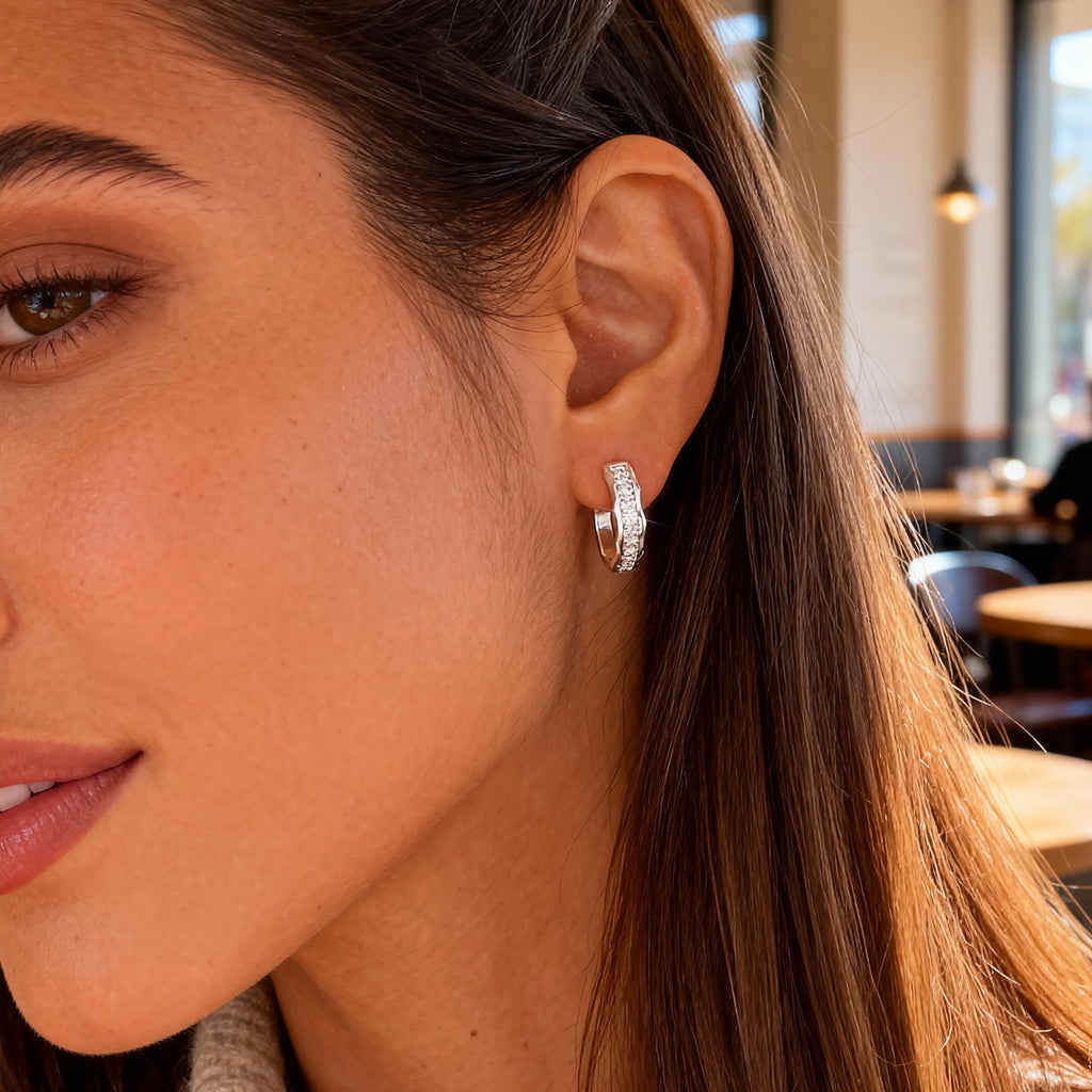 Wave Tennis Huggie Hoop Earrings