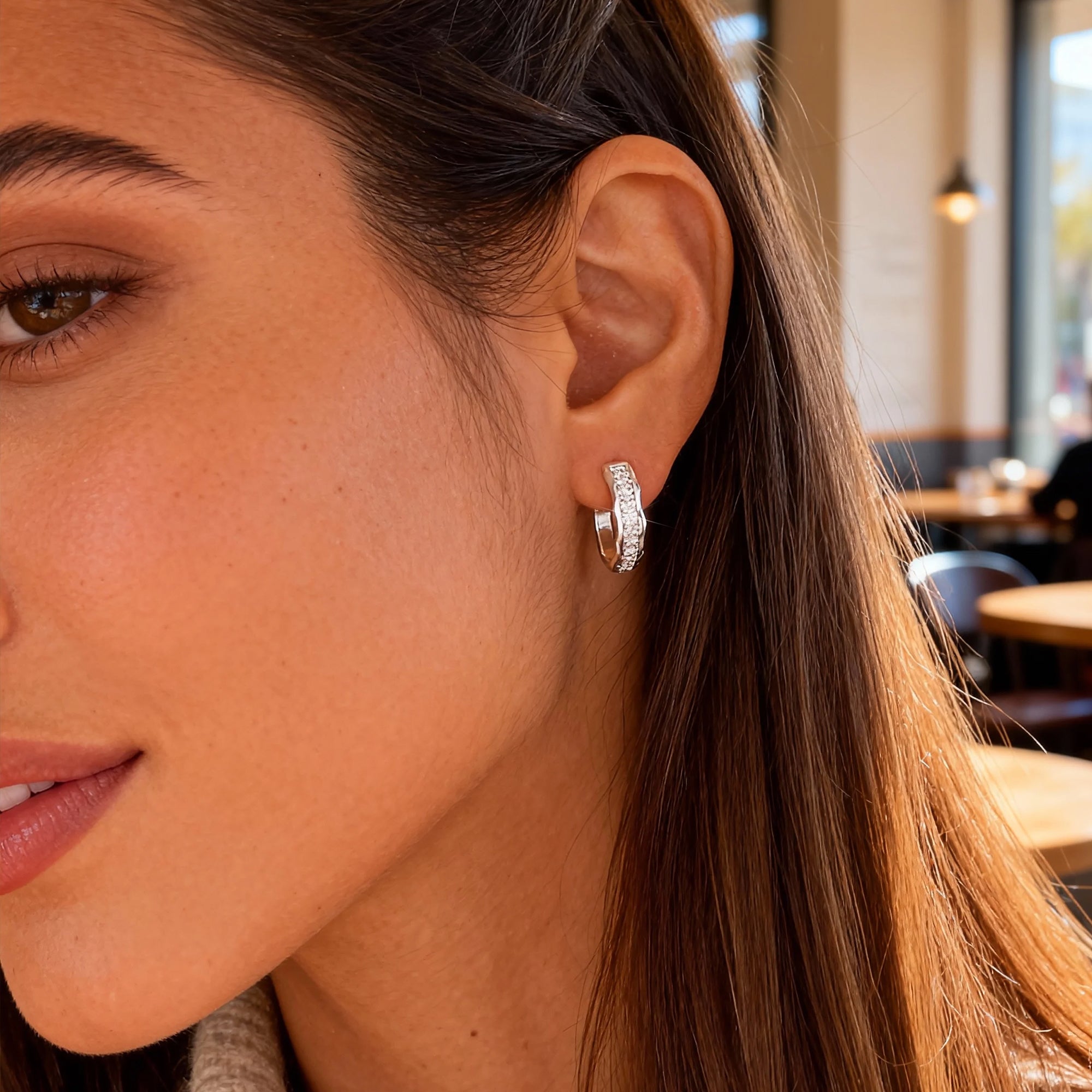 Wave Tennis Huggie Hoop Earrings
