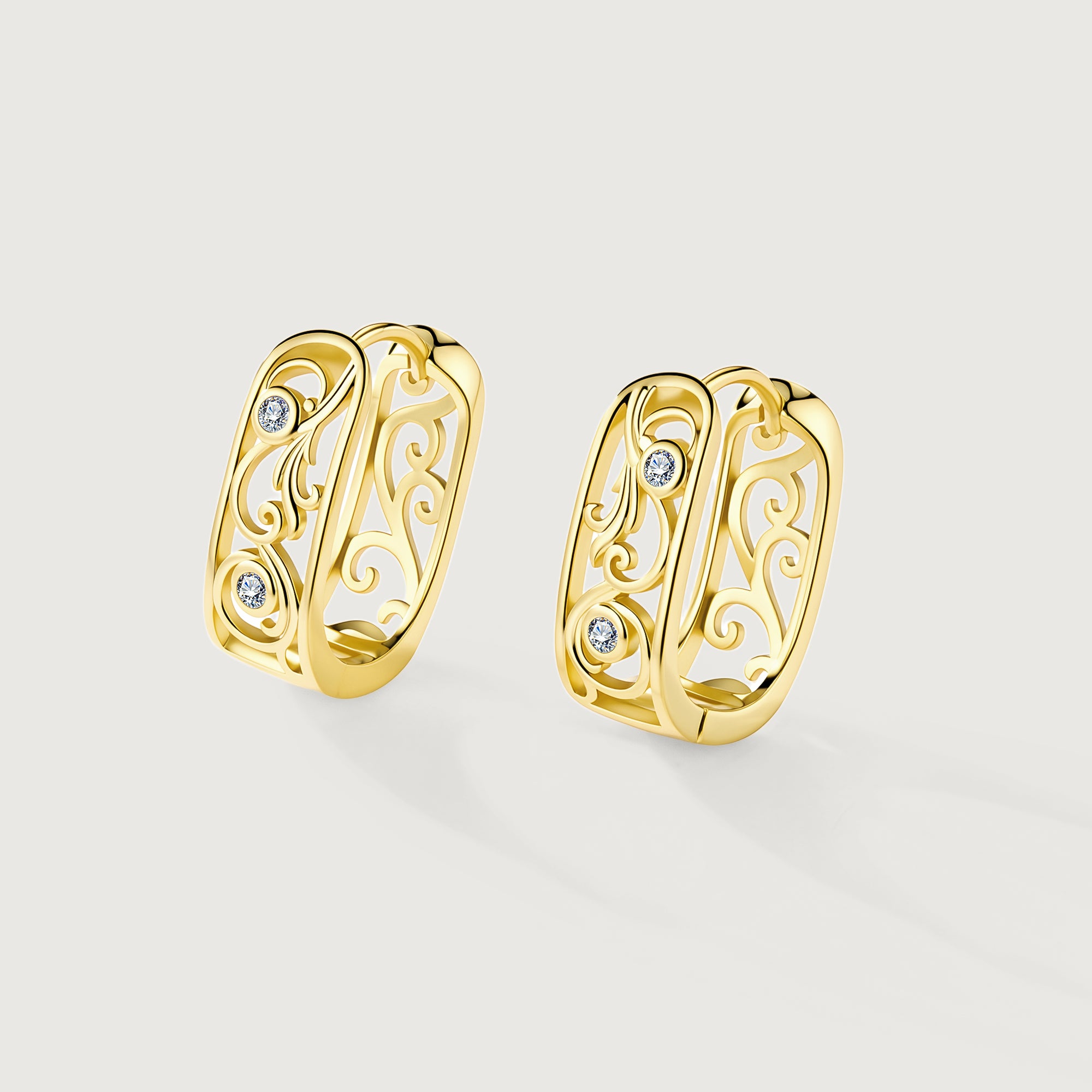 Linework Filigree Scroll Hoop Earrings
