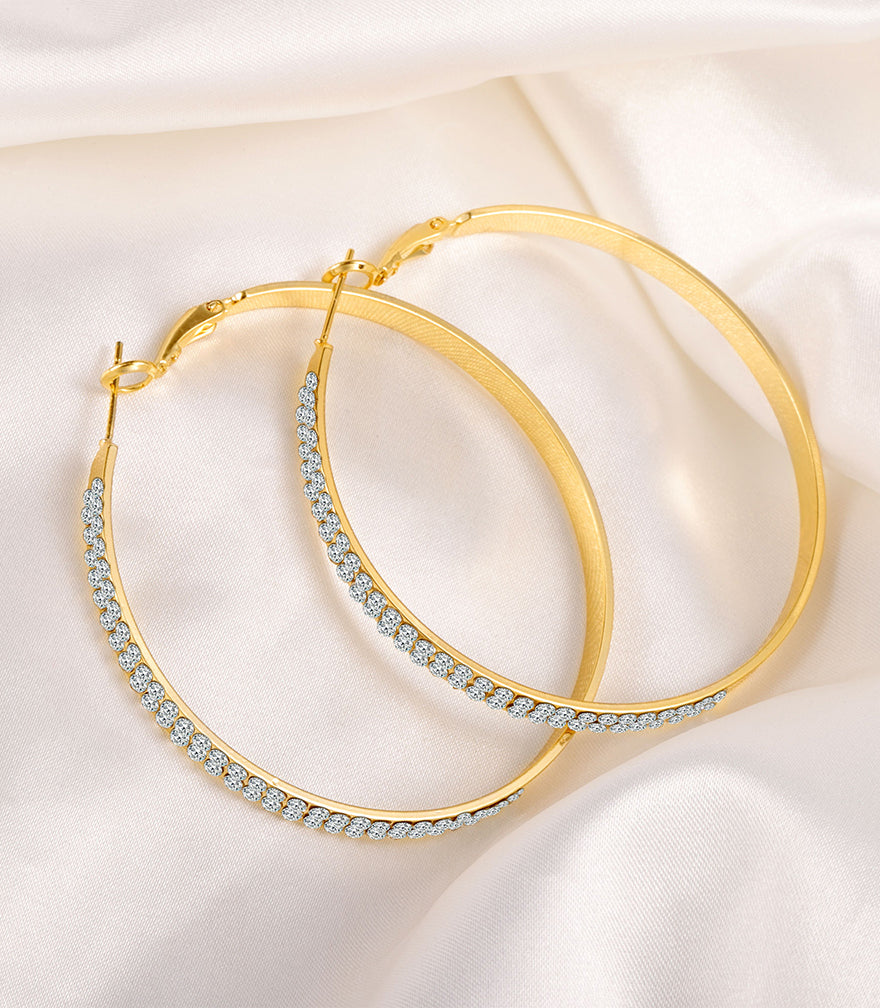 Large Diamond-inland Round Hoops