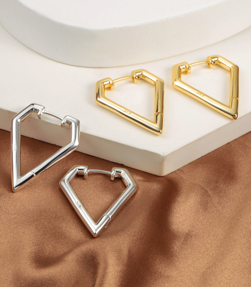 Rhombus Gold Hoop Earrings