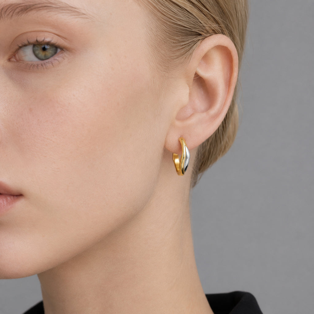 Flowline Two-Tone Fluid Hoop Earrings
