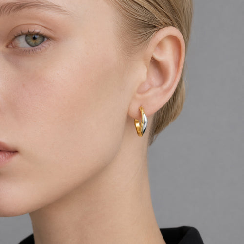 Flowline Two-Tone Fluid Hoop Earrings