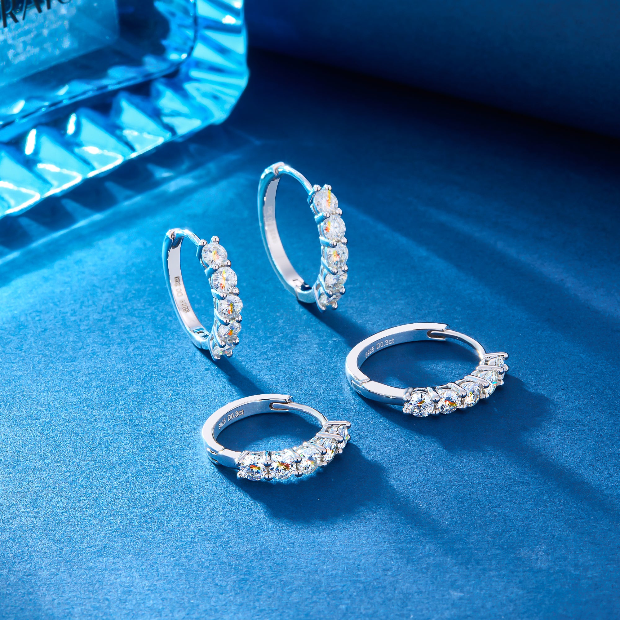 5-Stone Moissanite Huggie Hoop Earrings