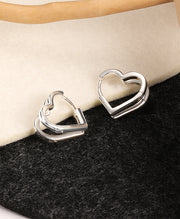 Double Heart Huggie Hoop Earrings