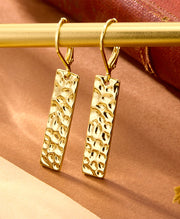 Square Hammered Bar Drop Earrings