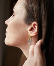 Two Tone Square Paperclip Drop Earrings