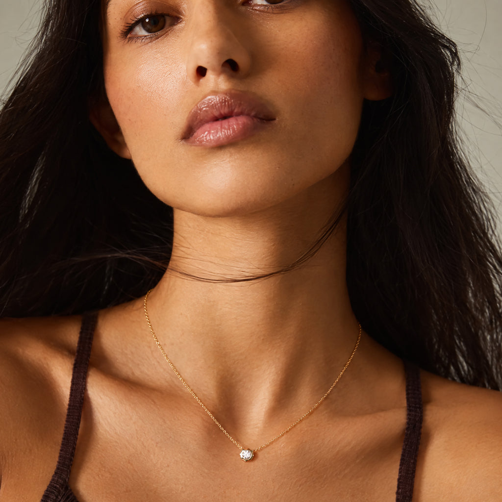 Necklace Still Light Sterling Silver Bezel Moissanite Choker Necklace
