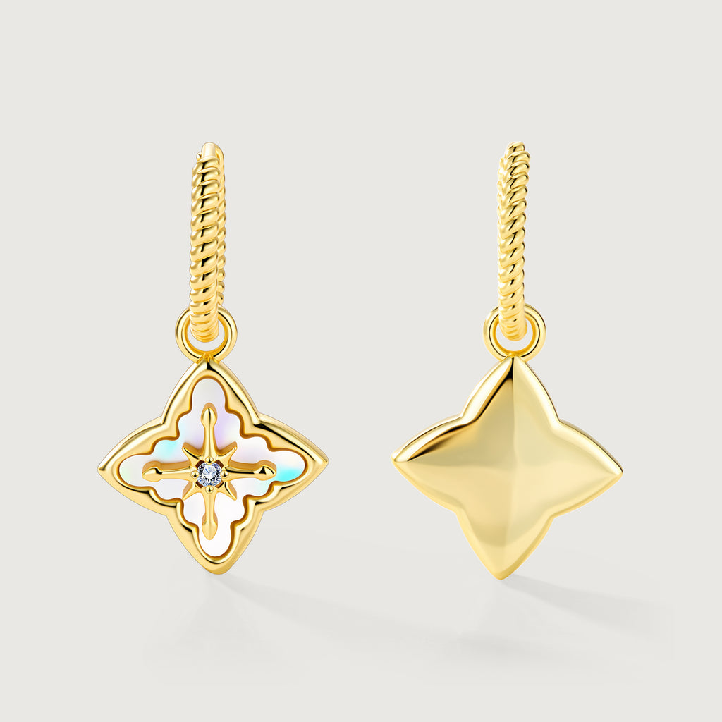 Shellstar Mother-of-Pearl Clover Star Drop Earrings