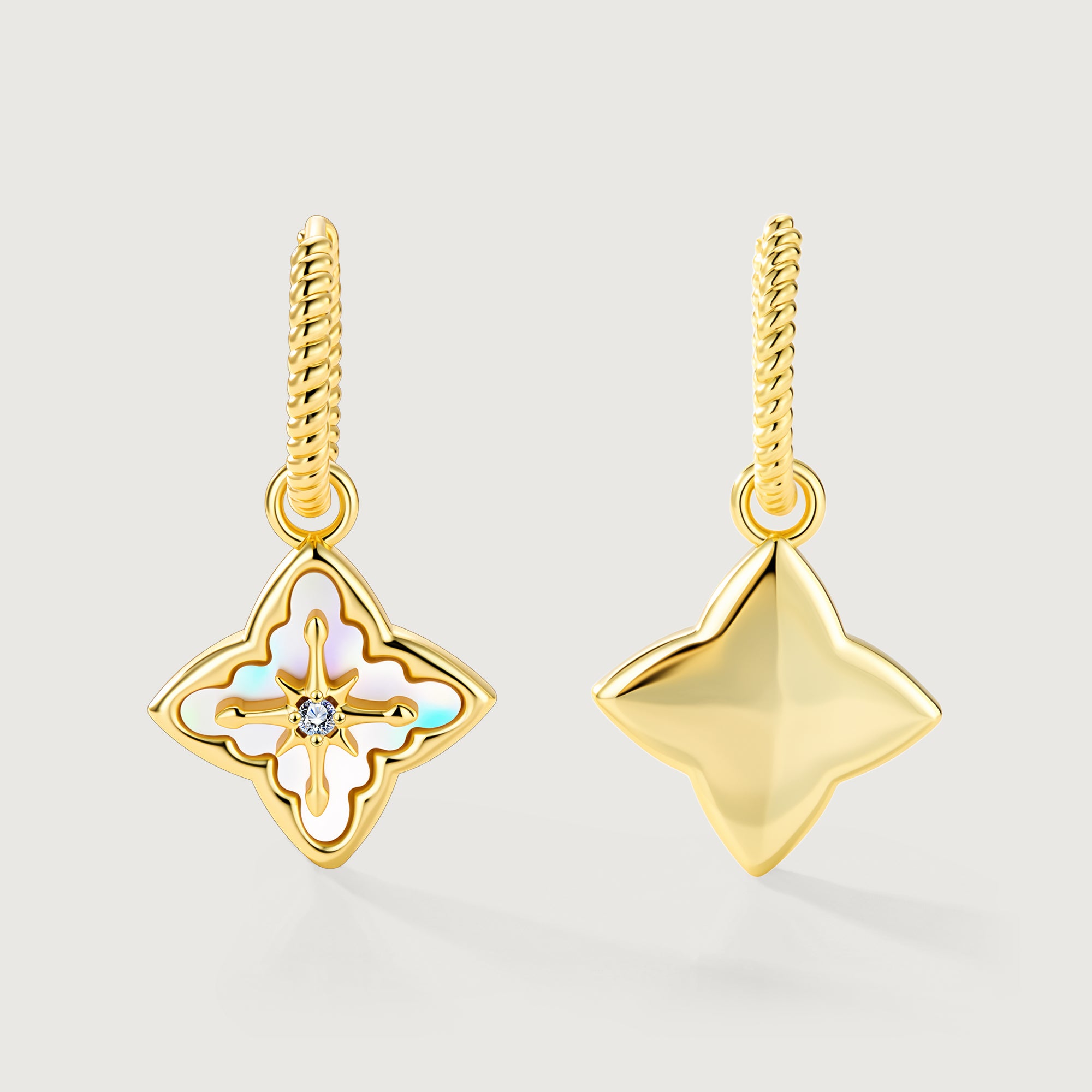 Shellstar Mother-of-Pearl Clover Star Drop Earrings