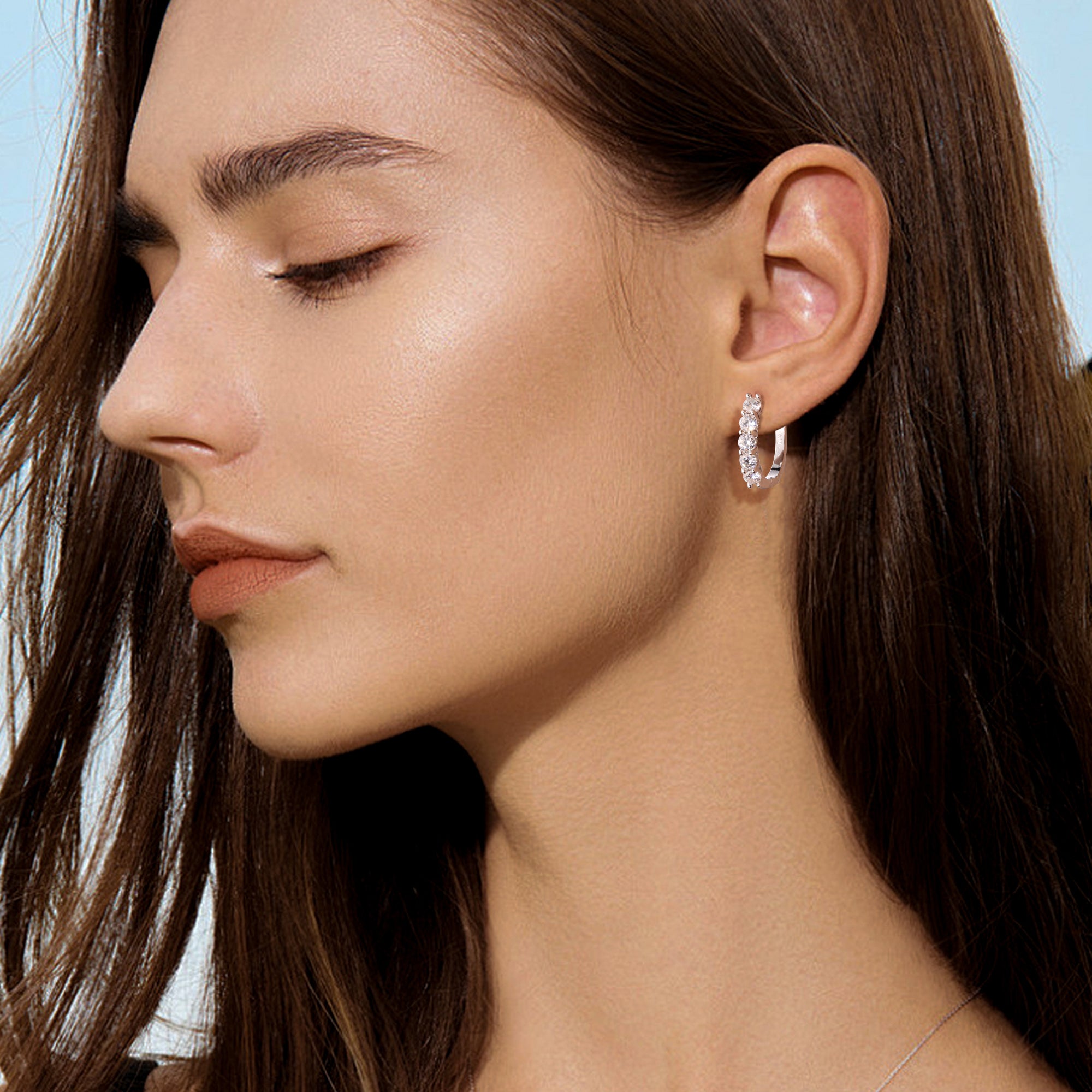 5-Stone Moissanite Huggie Hoop Earrings