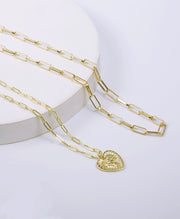 Double-Layer Heart Charm Pendant Necklace