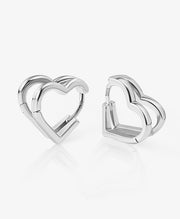 Double Heart Huggie Hoop Earrings