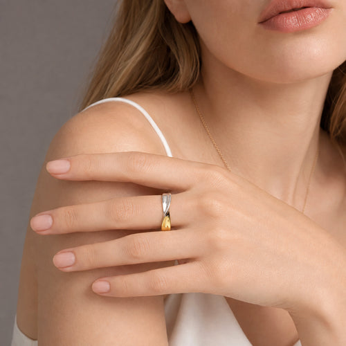 Flowline Two-Tone Wave Stackable Band Ring