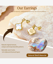 Four-Leaf Clover Charm Stud Earrings