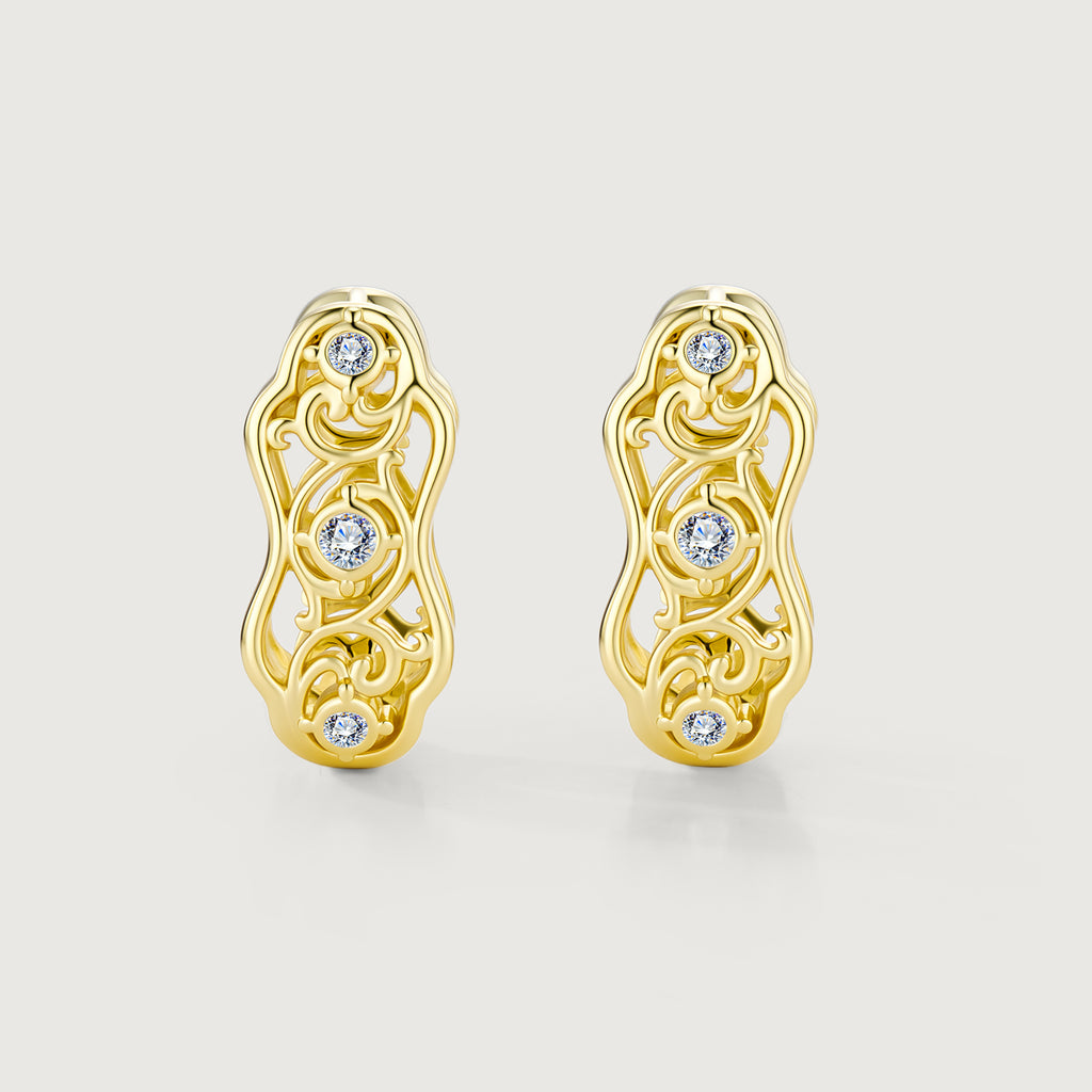 Linework Filigree Vine Hoop Earrings