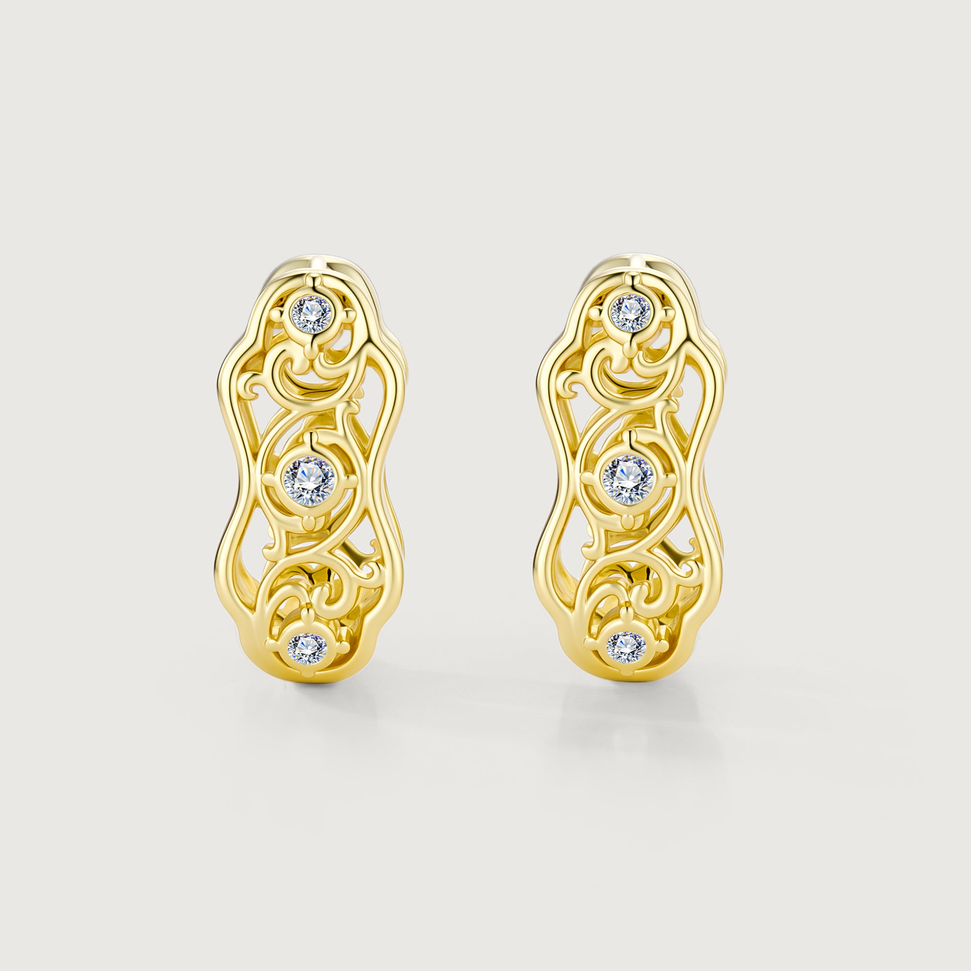 Linework Filigree Vine Hoop Earrings