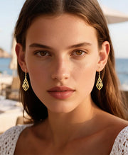 Geometric Filigree Drop Earrings