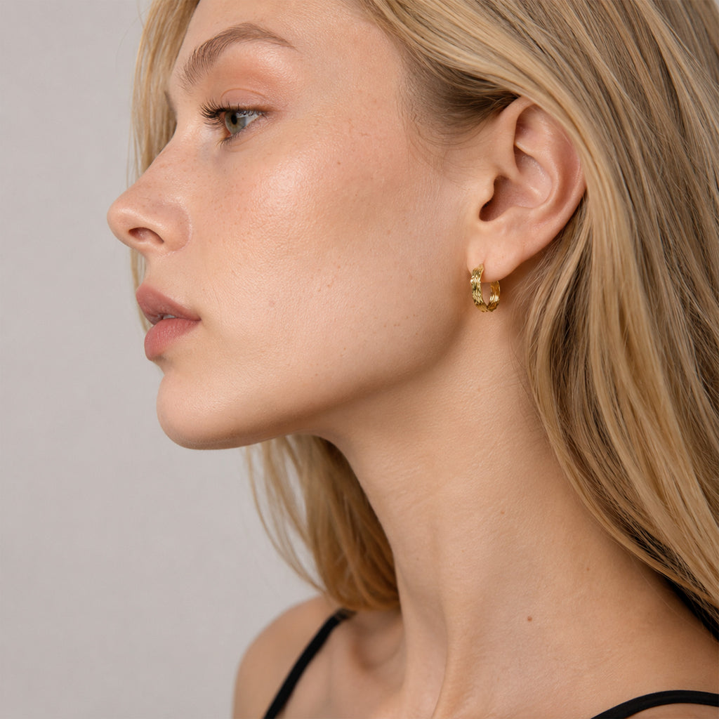 Flowline Textured Huggie Hoop Earrings