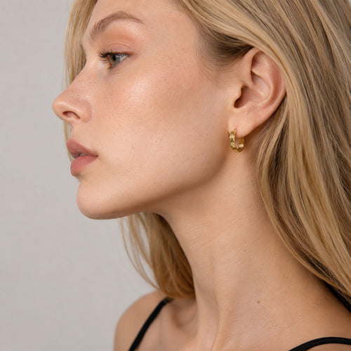 Flowline Textured Huggie Hoop Earrings