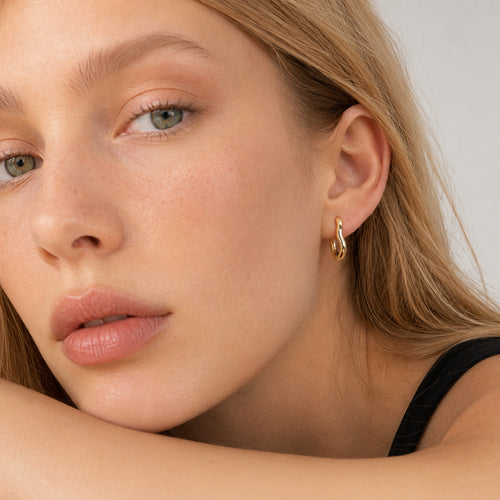 Flowline Two-Tone Wave Hoop Earrings