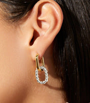 Two Tone Dangle Twisted Hoop Earring