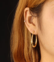 Alexcraft Silver Oval Hoop Earrings Hypoallergenic 14K Gold Plated Sterling Silver Lightweight Oval Hoop Earrings for Women