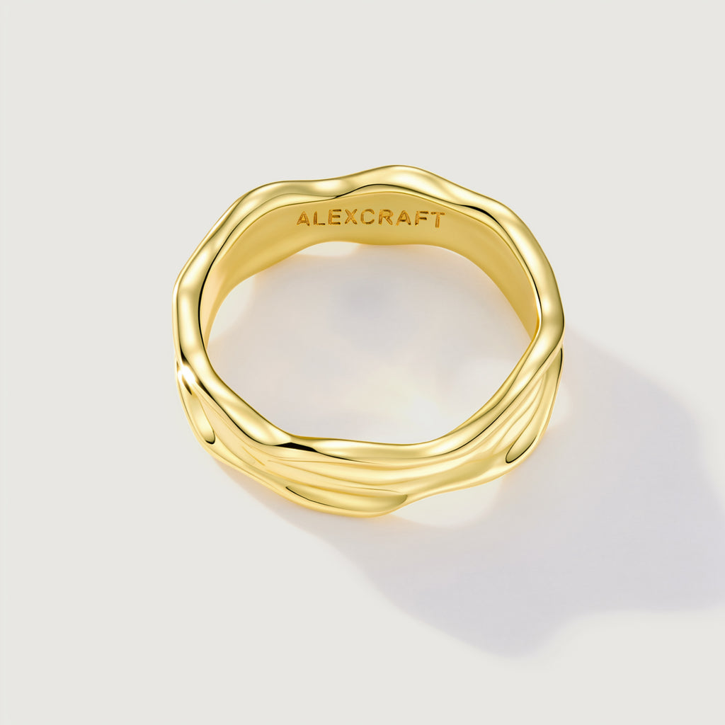 Flowline Wide Textured Band Ring